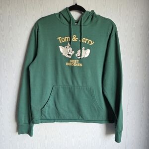 Tom & Jerry Best Buddies Green Pullover‎ Hoodie Mens Small